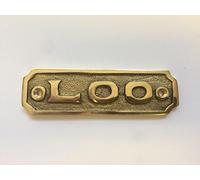 LOO Door Sign Name Plate Solid Brass with a Polished Lacquered Finish 8.2 x 3.3cm comes with Screws Ideal for toilet or WC DSN-13-PL