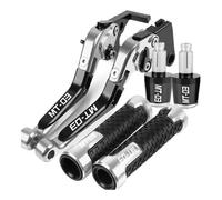 LOOAHDVXBY for Yama&ha MT-03 MT03 MT 03 2015 2016 2017 2018 Motorcycle Adjustable Foliding Brake Levers Handlebar Grips Ends Lever(G)(Silver)