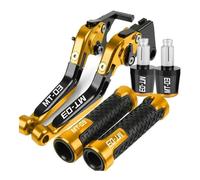 LOOAHDVXBY for Yama&ha MT-03 MT03 MT 03 2015 2016 2017 2018 Motorcycle Adjustable Foliding Brake Levers Handlebar Grips Ends Lever(G)(Gold)