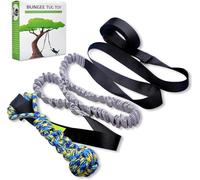 LOOBANI Outdoor Bungee Tug Toy，Dog Toy Hanging from Tree for Small to Large Dogs, Interactive Exercise Play Cord & Tether with Chew Rope Toy (Black)