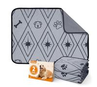 LOOBANI Washable Puppy Pads, 2 Pack Super Absorbent Leak-Proof Reusable Puppy Pads, Non-Slip Dog Training Mats, Waterproof Quick Dry Pee Pads for Home, Crate & Car Travel (Grey, 46x61cm(2 pack))