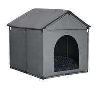 LOOBMBNS Medium Dog House Soft Indoor with Internal Size 26x24x20in for Border Collie Springer Spaniel Shiba Inu, Medium Pet House with Soft Cushion, Oxford Fabric, 28x26x28in, Gray