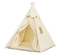 LOOBMBNS Pet Teepee Tent House for Small Cats & Mini-Dogs 16x16x16in, Small Cat House, Mini-Dog House for Chihuahuas, More Stable, Indoor, S for Pets Up to 15lbs, White