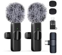 LOOBOAKY Professional Wireless Lavalier Microphone for iPhone, iPad, Android Phone, Mini Microphone, Wireless Lapel Mic for Video Recording, Interview Podcast Vlog YouTube Tiktok for Content Creators