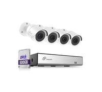 Loocam 1080P Wired CCTV Camera Systems with Human Vehicle Detection, H.265+ 8CH 3K 4-in-1 hybrid DVR & 500GB HDD, 4pcs Home Surveillance Security Cameras Indoor Outdoor, 80ft Night Vision,Email Alert