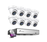 Loocam Wired CCTV Camera System with IR Night Vision, 8pcs 1080P Security Cameras, 5MP Lite 8 Channel CCTV DVR & 1TB HDD, 1920TVL Home Surveillance Camera Outdoor Indoor, Human Vehicle Detection