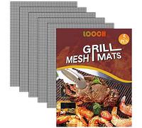 LOOCH BBQ Mesh Grill Mat Set of 5 - Heavy Duty Nonstick Mesh Grilling Mats & Barbecue Accessories - Reusable and Easy to Clean - Works on Gas, Charcoal, Electric Grill and More - 15.75 x 13 Inch
