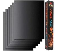Looch Grill Mat Set of 6 - Non-Stick BBQ Outdoor Grill & Baking Mats - Reusable and Easy to Clean - Works on Gas, Charcoal, Electric Grill and More - 15.75 x 13 Inch
