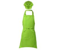 Loodgao Children's Chef Kitchen Apron Outfit Adjustable Bib Artist Apron with Hat for Cooking Painting Crafting Wear Green 4-8 Years