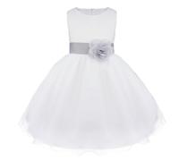 Loodgao Flower Girl Wedding Bridesmaid Dress Kids Sleeveless Party Pageant Ball Gown with Bow Sash Grey 4-5 Years