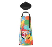 Loodgao Kids Artist Costume Art Painter Apron Hat Arm Sleeve Set Career Day Theme Party Cooking Painting Crafting Wear Colorful A 11-14 Years