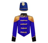 Loodgao Kids Boys Girls Deluxe Royal Guard Costume Halloween Drummer Marching Band Uniform Royal Blue 5-6 Years