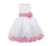 Loodgao Kids Flower Girl Petals Bow Princess Tutu Dress Wedding Bridesmaid Cocktail Birthday Party Gowns Pink 9-10 Years