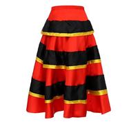 Loodgao Kids Girls Big Swing Long Skirt Gypsy Belly Dancer Show Costume Spanish Flamenco Bull Dance Skirts Black&Red360° 8-10 Years