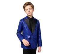 Loodgao Kids Sequin Jacket Sparkly One Button Blazer Blue 15-16 Years