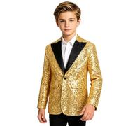 Loodgao Kids Sequin Jacket Sparkly One Button Blazer Gold 15-16 Years