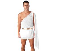 Loodgao Mens Adult Toga Costume Ancient Greek Gods Roman Senator Robe Halloween Party Cosplay Dress Up White L