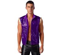 Loodgao Mens Arabian Prince Costume Forum Desert Prince Folk Hero Vest Wasitcoat Halloween Fancy Dress Up Purple S