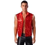 Loodgao Mens Arabian Prince Costume Forum Desert Prince Folk Hero Vest Wasitcoat Halloween Fancy Dress Up Red L