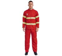 Loodgao Men's Firefighter Costume Fire Captain Uniform Halloween Cosplay Party Fireman Dress Up Set Red L