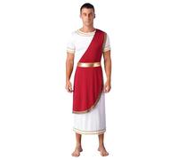 Loodgao Mens Greek Toga Caesar Costume Ancient Roman God White Tunic Robe Halloween Cosplay Dress Up Burgundy L