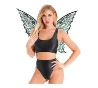 Loodgao Women Fairy Cosplay Outfits 3Pcs Halloween Costume Black M