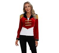 Loodgao Womens Circus Ringmaster Showman Long Sleeve Tailcoat Jacket Ringleader Lion Tamer Halloween Costume Red L