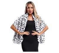 Loodgao Womens Dalmatian Print Open Front Cape Cloak Shawl Halloween Movie Character Cosplay Dress Up Black One Size