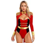 Loodgao Womens Flirty Lion Tamer Circus Ringmaster Halloween Costume Red Ring Leader Showman Uniforms Red S