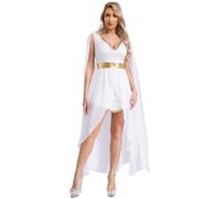Loodgao Women's Grecian Toga Dress Ancient Greek God Historical Roman Empress Halloween Costumes White S