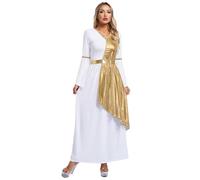 Loodgao Women's Greek Toga Costume Ancient Roman Princess Nobility Halloween Party Cosplay Dress Up Gold 3XL