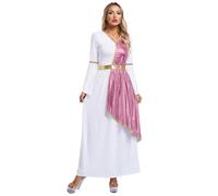 Loodgao Women's Greek Toga Costume Ancient Roman Princess Nobility Halloween Party Cosplay Dress Up Pink L