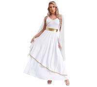 Loodgao Womens Roman Toga Costume Ancient Greek God Imperial Empress Athena Halloween Fancy Dress White S