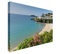 Looe beach Cornwall England Canvas Print Crafted In London - Quality Assured | 12x16 Canvas Wall Art Print - Long Lasting Wooden Frames