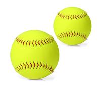 LOOEEL 11" & 12" Training Softballs,Official Size and Weight Practice Softball,Leather Covered Fast Pitch Practice & Training Balls for Ball Sports Softballs for Games.-Yellow