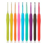 Looen Crochet Hooks 9-Piece Set, Ergonomic Rubber Grip Crochet Hook Set for Crocheting, Fine Knitting and Crochet Supplies, Crochet Kits for Arthritis Patients and Beginners.