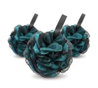 Loofah 3 Pack XL Size 80g Each - Teal Green - Exfoliating Shower Loofah Sponge & Bath Shower Puff Set - Soft Dual Layer Mesh Body Scrubber for Shower - Atlantix (3pk Teal Green)