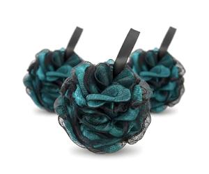 Loofah 3 Pack XL Size 80g Each - Teal Green - Exfoliating Shower Loofah Sponge & Bath Shower Puff Set - Soft Dual Layer Mesh Body Scrubber for Shower - Atlantix Accessories (3pk Teal Green)