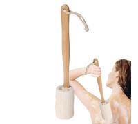 Loofah Back Scrubber - Natural Fiber Body Cleaning Tool, Long Wooden Handle Design, Gentle, Hanging Rope Included | Daily Bath Accessory for Men Home Shower Routine