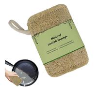 Loofah Dish Sponge, Reusable Kitchen Scrub Pad Cleaner, 7 x 11 cm/2.76 x 4.33 inches Natural Scouring Sponge, 6 Pack Beige for Dishwashing Pots Pans Stove Sink Cookware Bathroom Household Use