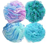Loofah Exfoliating Bath Sponge - Extra Large Shower Puff, Body Poufs, Shower Sponge（Set of 4/75g/pcs）