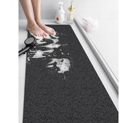 Loofah Mats for Shower, Non Slip Soft Textured Bath, 40x100CM Bathtub Mat with Drain, Phthalate Free, Quick Drying, Soft Comfort Bathroom Mats for Wet Areas (Black)