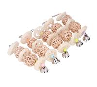 Loofah Sepak Takraw Chewing Toy Safe Biting Relief with Bells for Birds Parrots, Natural Bird Toy String for Anxiety Relief