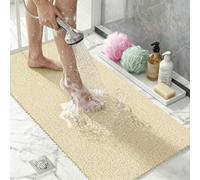 Loofah Shower Mat 40x60CM, Soft Quick Drying Shower Mats with Drain, Non Slip Bath Mats for Inside Shower, Antibacterial PVC Shower Mat for Elderly, for Wet Room & Bathroom,Beige