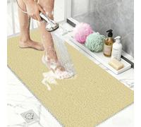 Loofah Shower Mat 40x80CM, Soft Quick Drying Shower Mats with Drain, Non Slip Bath Mats for Inside Shower, Long Antibacterial PVC Shower Mat for Elderly, for Wet Room & Bathroom,Beige