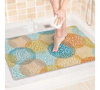 Loofah Shower Mat, Non Slip Bath Mats with Drain for inside, Soft Comfort Massage PVC Bath Rugs Quick Drying for Bathroom (40x60cm, Orange Cyan)