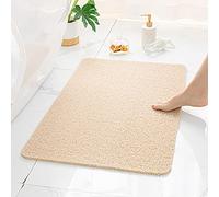 Loofah Shower Mat Non Slip, Mildew Proof PVC Loofah Mat for the Shower, Soft Comfort Massage Mats with Quick Drying Drain for Bathroom Wet Area (Beige, 24x16 inches)