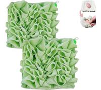 Loofah Washcloth for Bar Soap, 2-Pack 2-in-1 Exfoliating Mesh Soap Pouch with Drawstring & Shower Pouf, Gentle Scrub & Rich Lather for Men & Women Bath (2 Green)