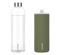 LOOFORE Glass Water Bottle 1L 1000ml, BPA-Free Leak Proof, 1 Litre Large Borosilicate Glass Drinking Bottles with Protective Sleeves for Sports and Gym with Hot Cold Drinks