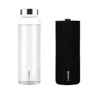 LOOFORE Glass Water Bottle 1L 1000ml, BPA-Free Leak Proof, 1 Litre Large Borosilicate Wide Mouth Glass Drinking Bottles with Protective Sleeves for Sports and Gym with Hot Cold Drinks